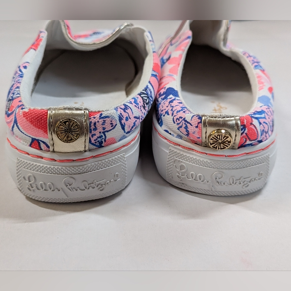 Lily Pulitzer Julie slip on sneaker shoes neon floral preppy style casual slides - Picture 2 of 9